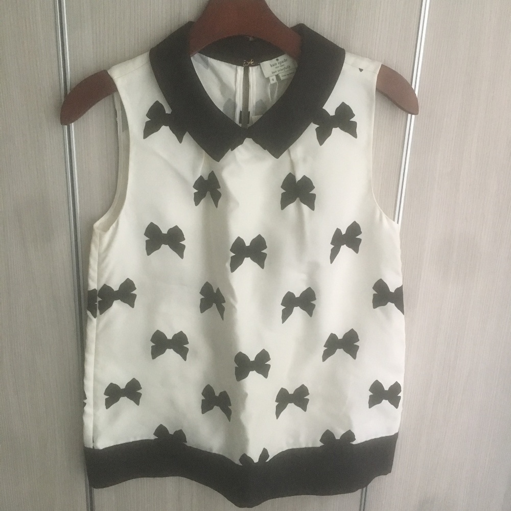Kate Spade Collared sleeveless blouse w Bows -NWT